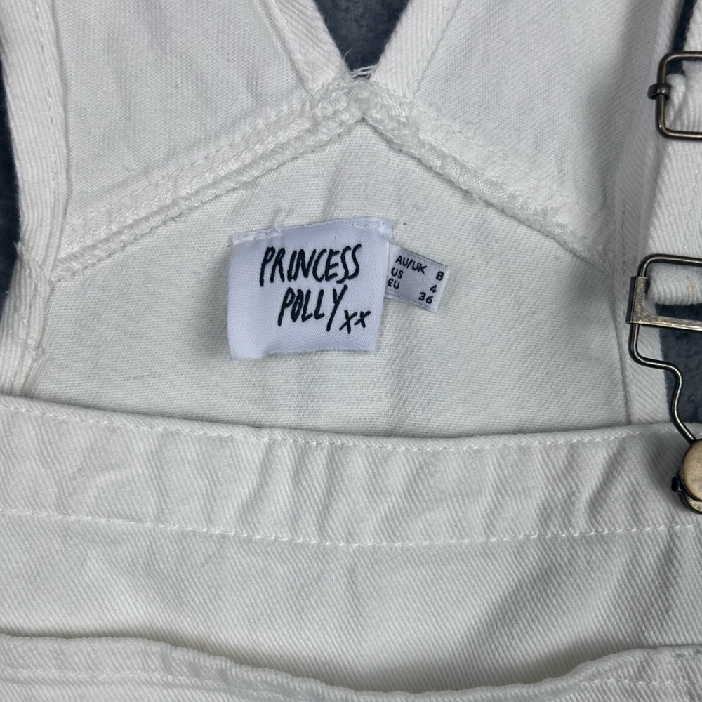 Princess Polly Overalls Shortalls Bibs White Shorts Adjustable Summer Size 4 - Picture 3 of 9